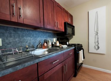 Amenities include dining table, chairs, fridge, stove, microwave