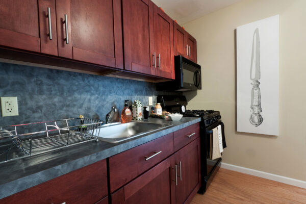 Amenities include dining table, chairs, with modern appliances - fridge, stove, microwave!